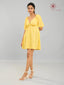 Women’s Yellow Khadi Cotton Back Tie Dress