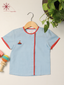 Boy's Blue Shirt With Orange Piping