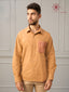 Men’s Brown Khadi Cotton Shirt With Patch Pocket And Elbow Patches