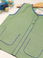 Boy’s Green Khadi Cotton Sleeveless Shirt With Blue Piping