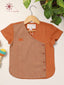 Boy’s Orange And Brown Khadi Cotton Overlapped Shirt