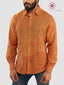 Men’s Orange Khadi Cotton Shirt With Classic Collar And Long Pockets