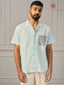 Men’s Light Blue Khadi Cotton Shirt With Patch Pocket