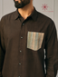 Men’s Black Khadi Cotton Shirt With Patch Pocket And Elbow Patches