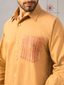 Men’s Brown Khadi Cotton Shirt With Patch Pocket And Elbow Patches