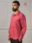 Men’s Maroon Khadi Cotton Full Sleeve Shirt With Welt Pocket