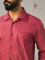 Men’s Maroon Khadi Cotton Full Sleeve Shirt With Welt Pocket