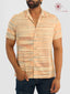 Men’s Orange And Blue Khadi Cotton Shirt With Cuban Collar